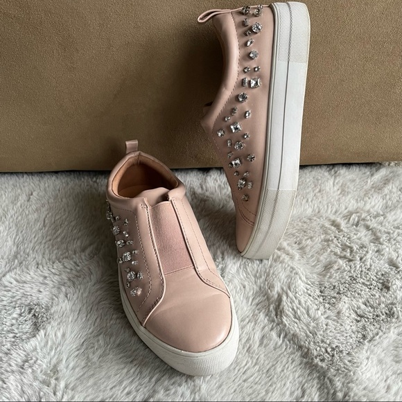 Express gemstone platform shoes sneakers fashion blush pink sz 7.5 cute women's - Picture 5 of 15